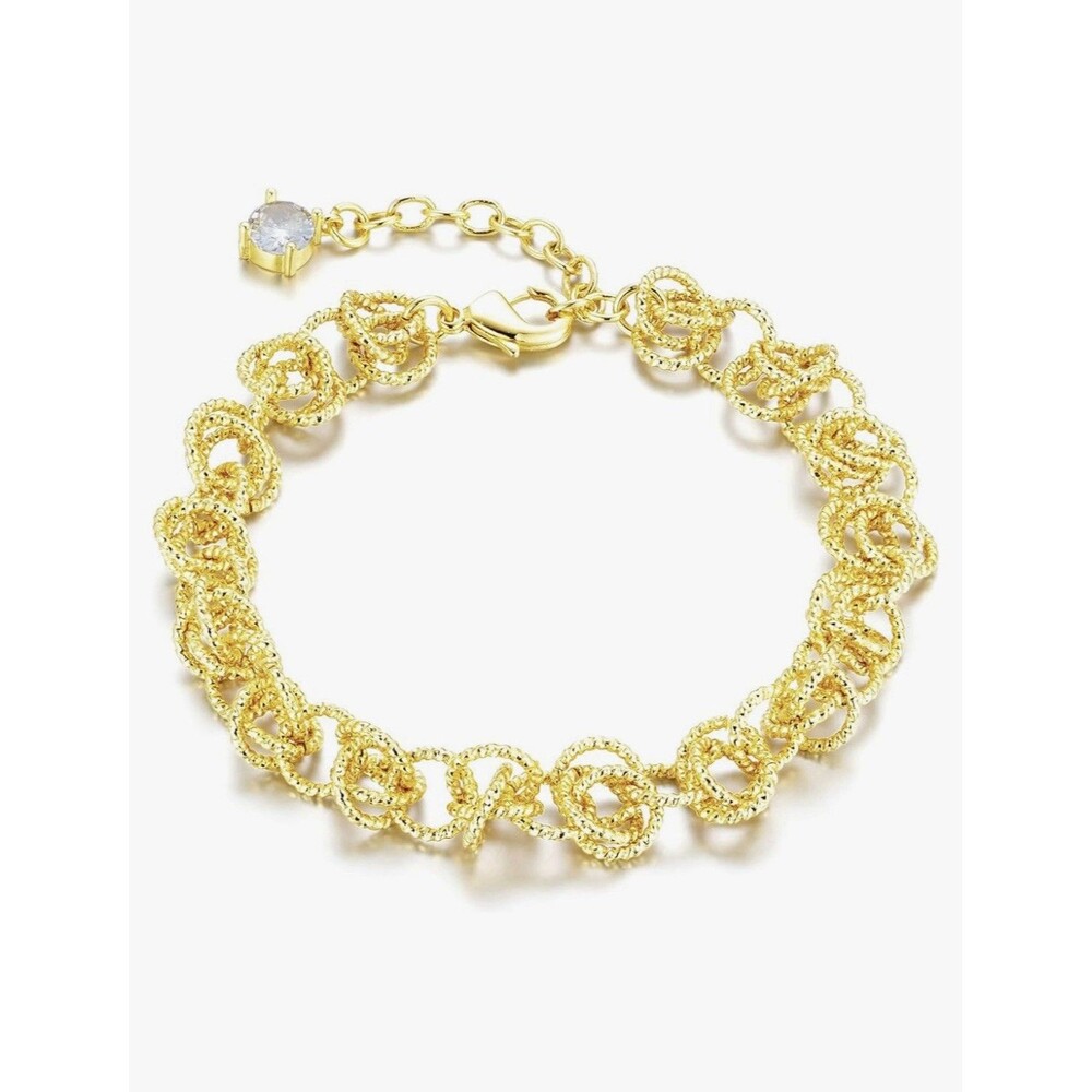 French Retro Style Bracelet Triple Layer Circles Filigree Design 18k Gold Plate